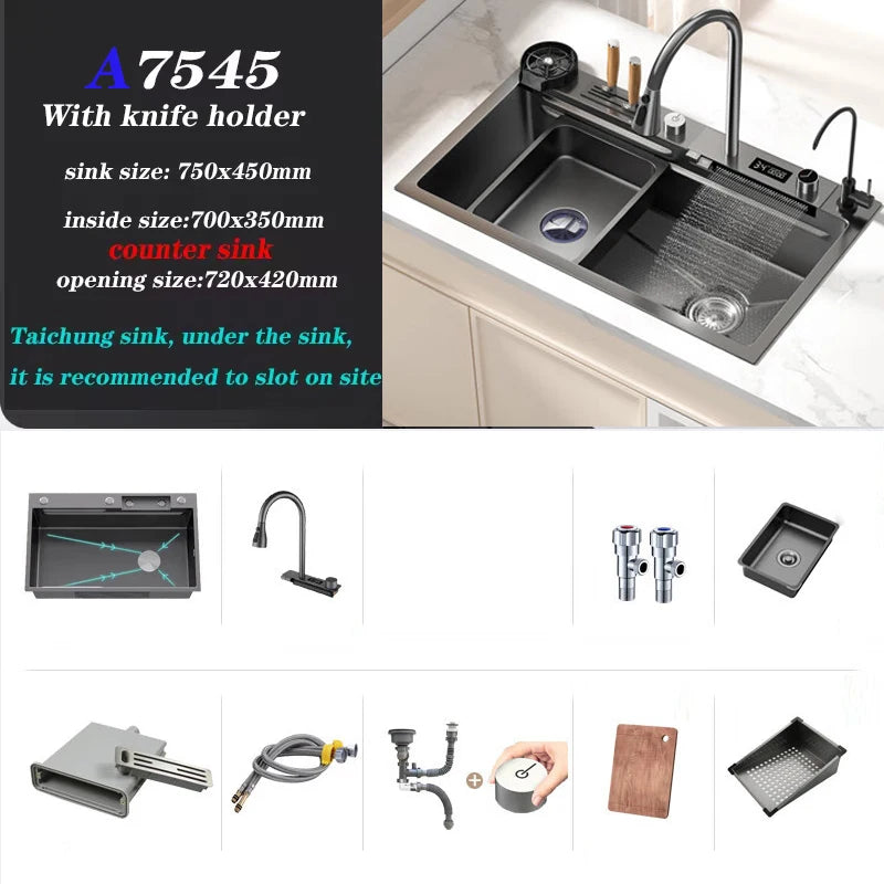 Gunmetal Gray Smart Sink LED Temperature With Faucet