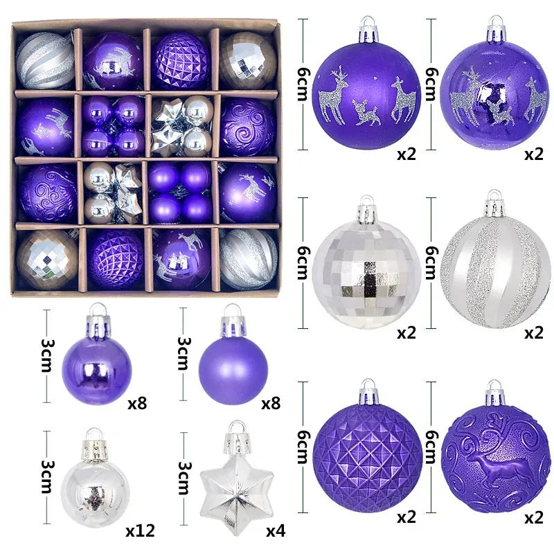 Christmas Balls for Tree Decoration 44 Pieces 3/6CM