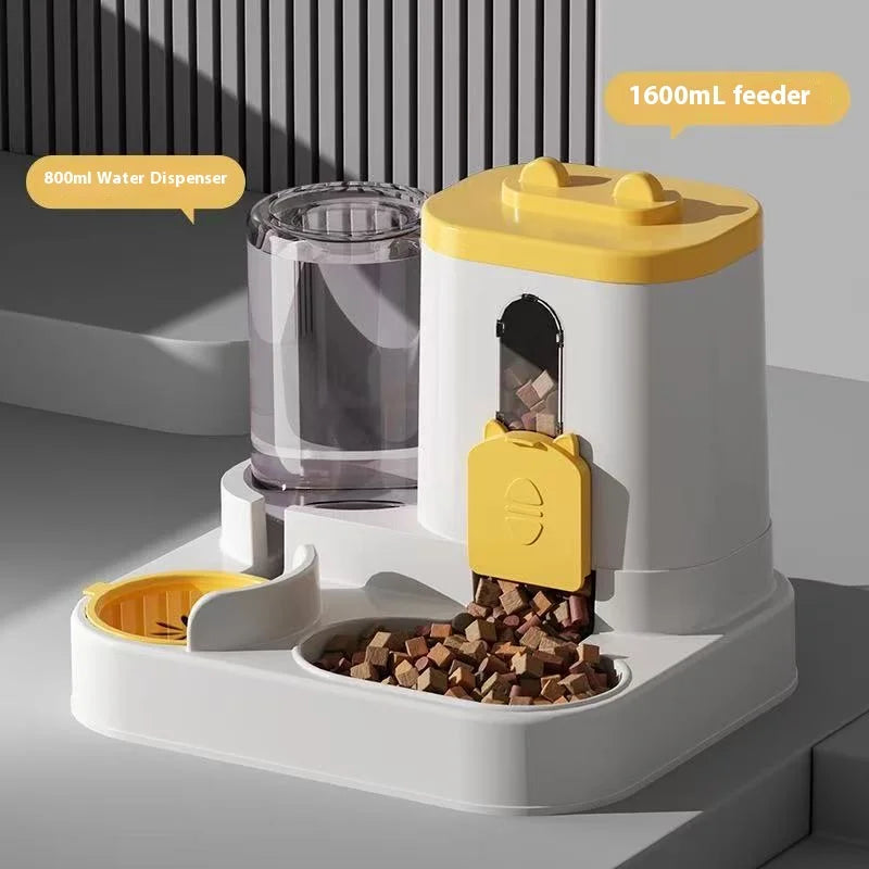 Automatic Dog Cat Feeder and Water Dispenser Gravity Food Feeder and Waterer Set with Pet Food Bowl Universal Pet Products - Daisan Mart