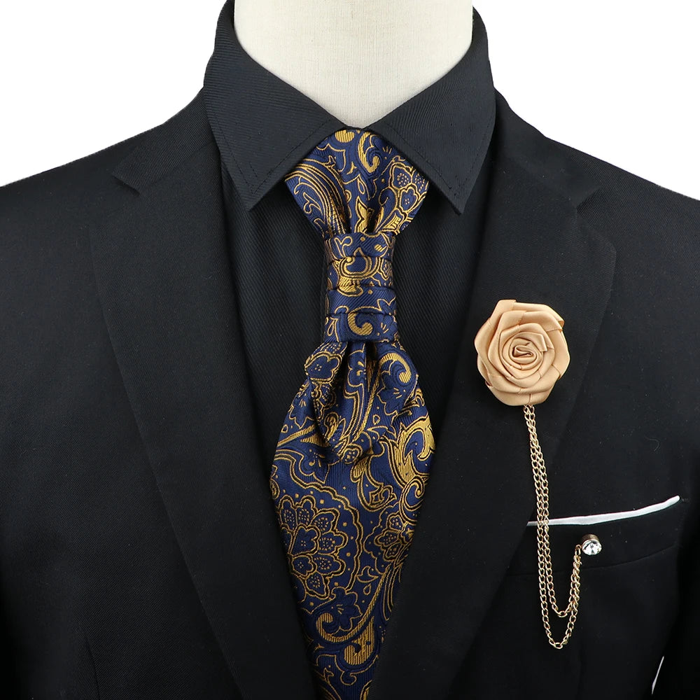 Premium luxury Paisley men's tie &amp; brooch