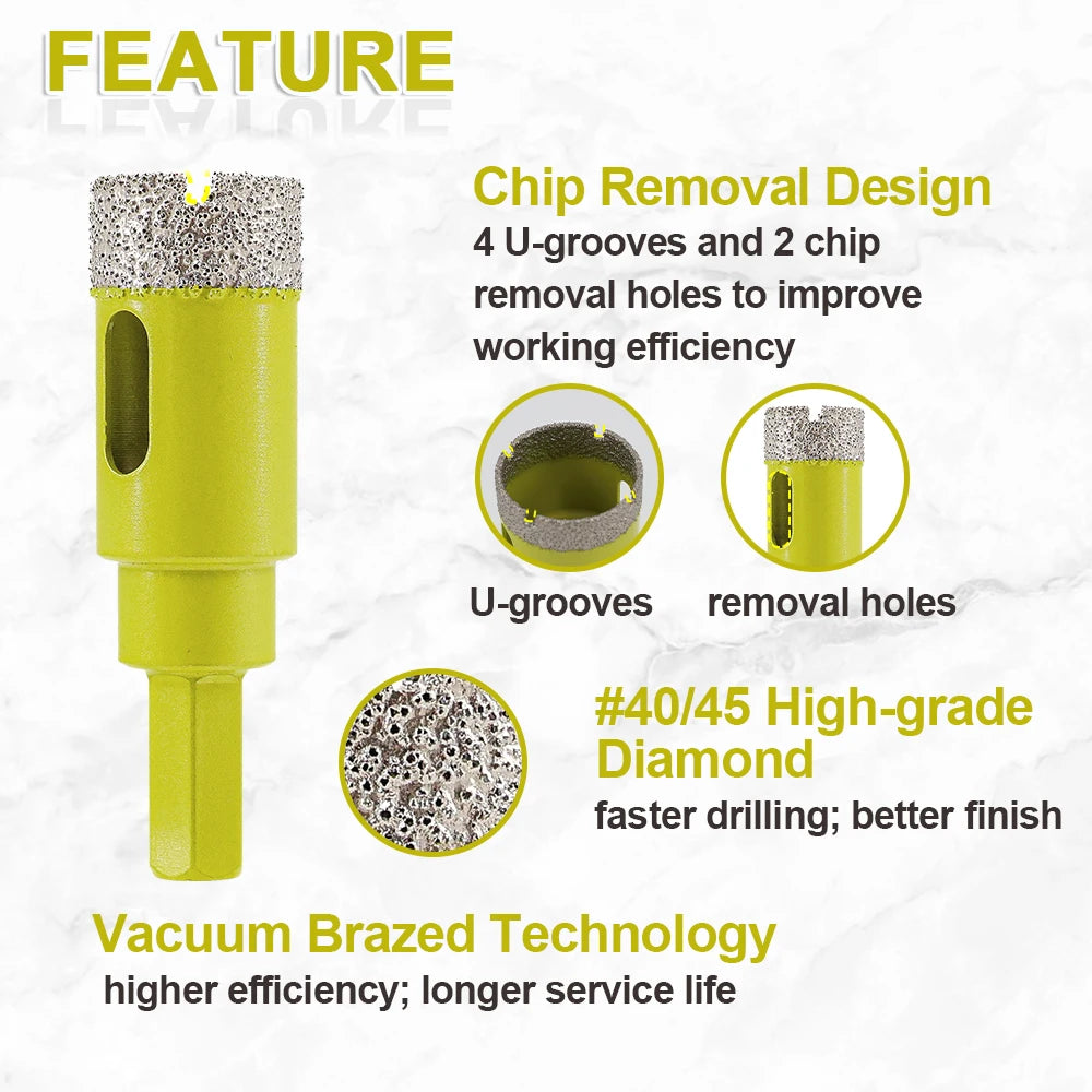 SANLEETEK Hex Shank Diamond Core Drill Bits 20-35mm 2pcs Tile Hole Saw For Ceramic Porcelain Tile Granite Marble Drilling Tools