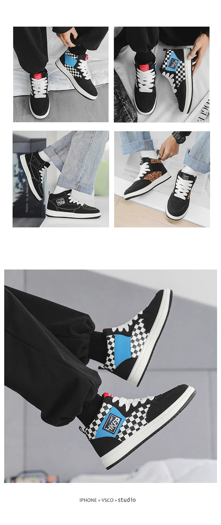 Men's Leopard Print Skater High Top Shoes