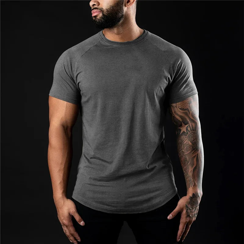 Men's Slim Fit Round Neck T-Shirt for Summer Gym