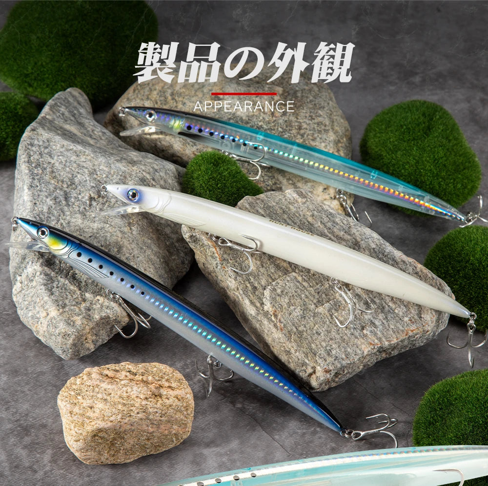 Hunthouse Floating Minnow Fishing Lure 143mm 14g Sandeel Jerkbait Wobblers Minnow Biat Fishing Tackle For Sea Bass Pike LW402