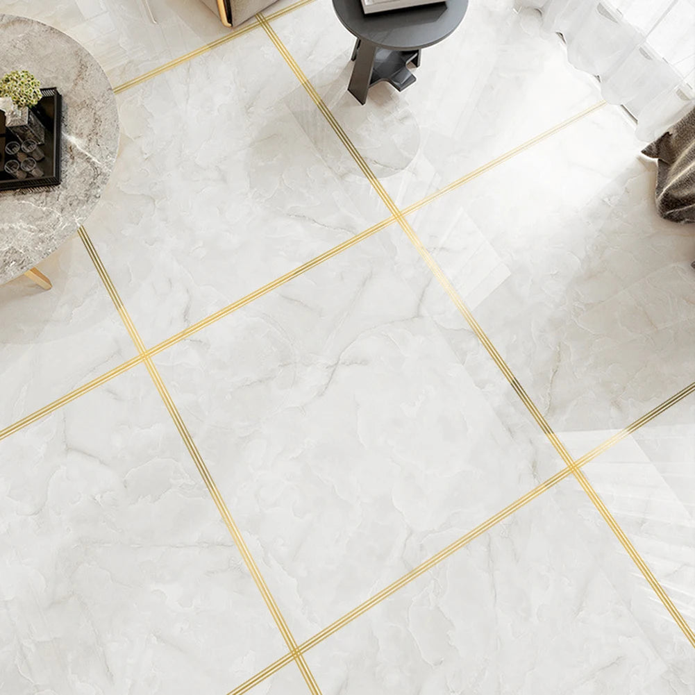 5M Tile Tape Self-Adhesive Floor Wall Seam Sealant Waterproof Wall Sealing Tape Adhesive Floor Tile Strip Seam Golden