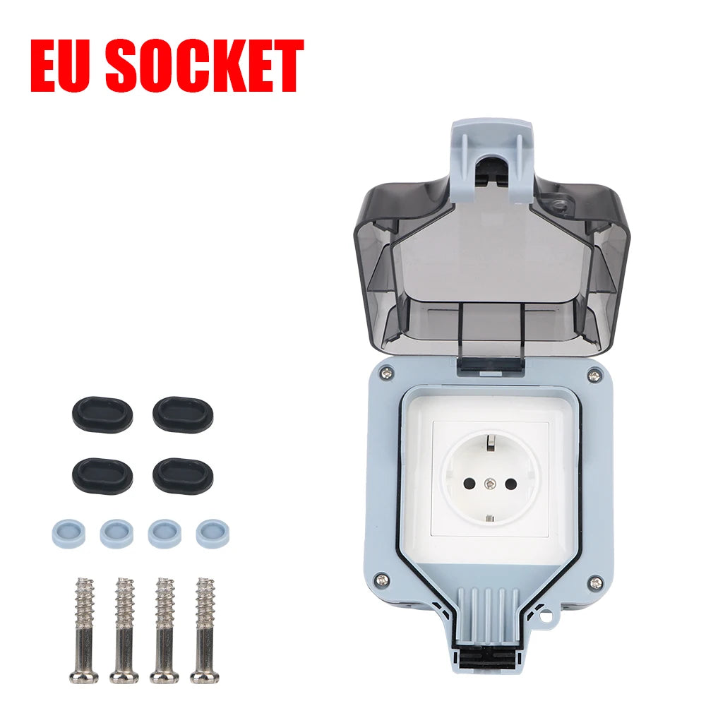 IP66 Outdoor Double Socket With USB, 16A Switch