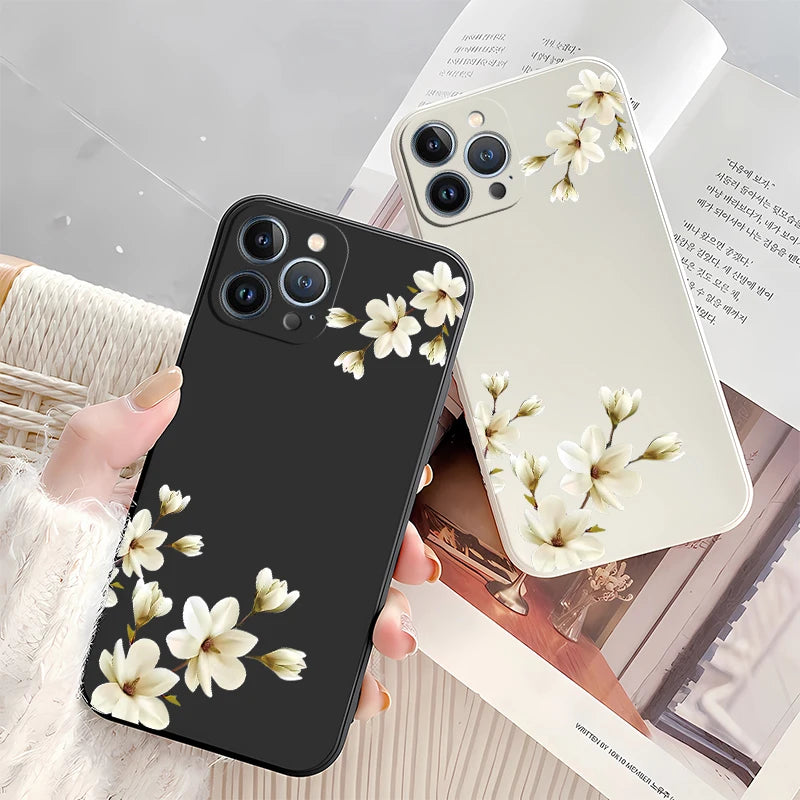 Ốp Lưng Hoa Trắng Xinh Cho iPhone Chống Sốc Silicon