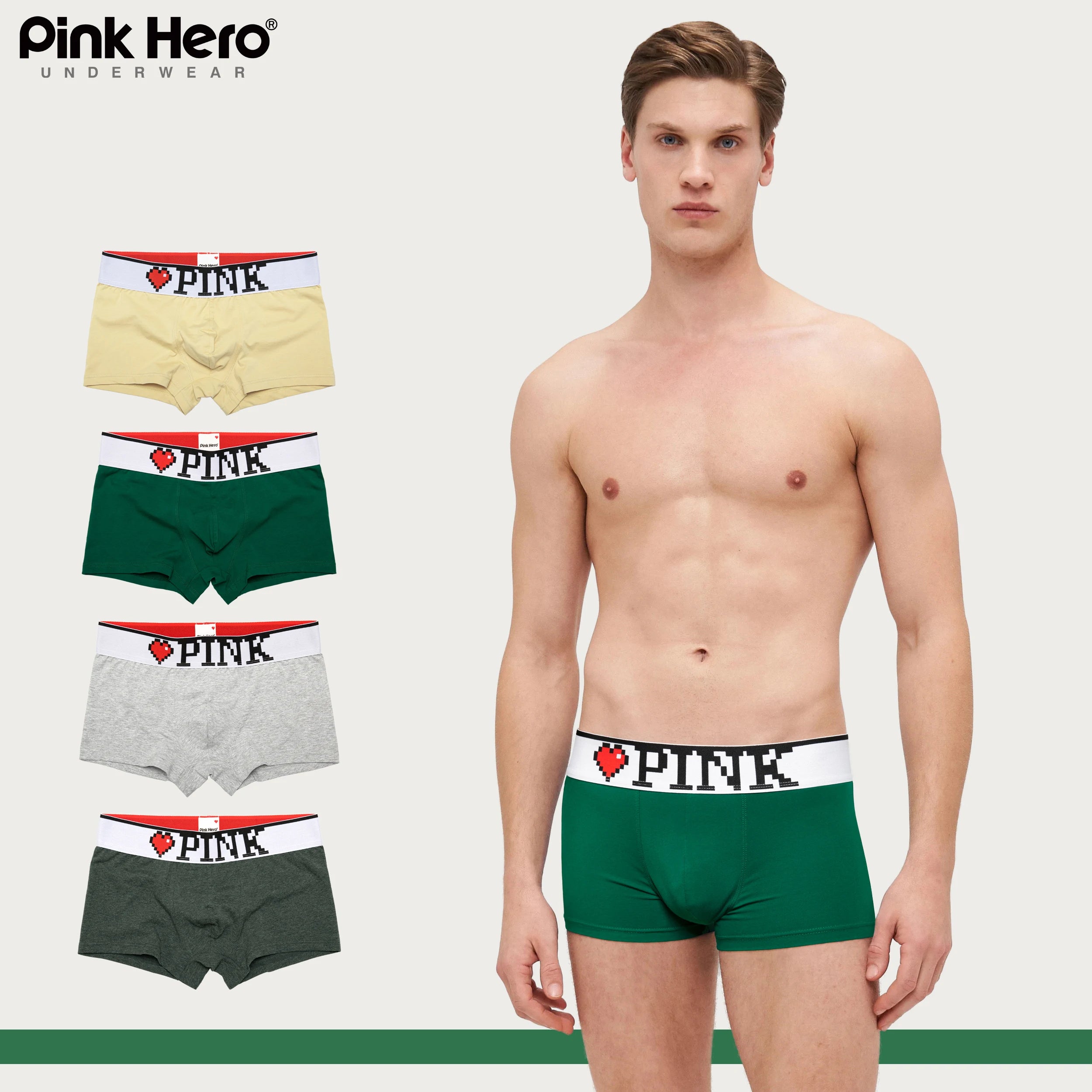 PINKHERO Men's Boxer Briefs with 5cm Wide Comfort Waistband - Soft Cotton Underwear, Premium Elastic Support &amp; Breathable Design