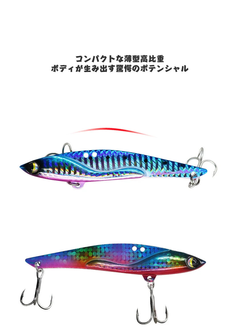 VIB Fishing Lures 35g 44g Sinking Vibration Blade Bait Spinner Spoon Jigging Lures Treble Hooks Bass Fishing Tackle
