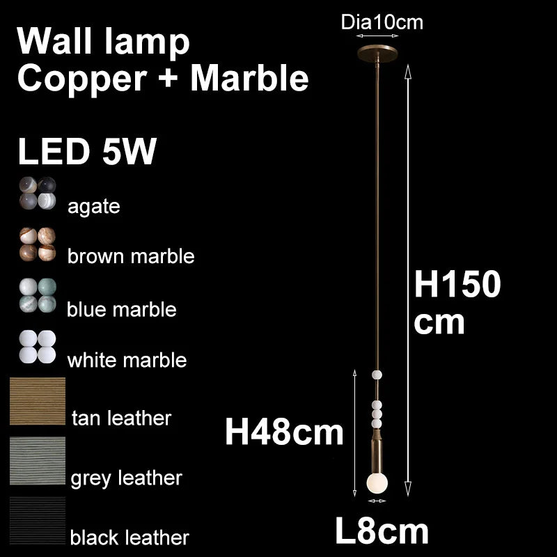 Luxury Marble Bronze Classic LED Wall Lamp
