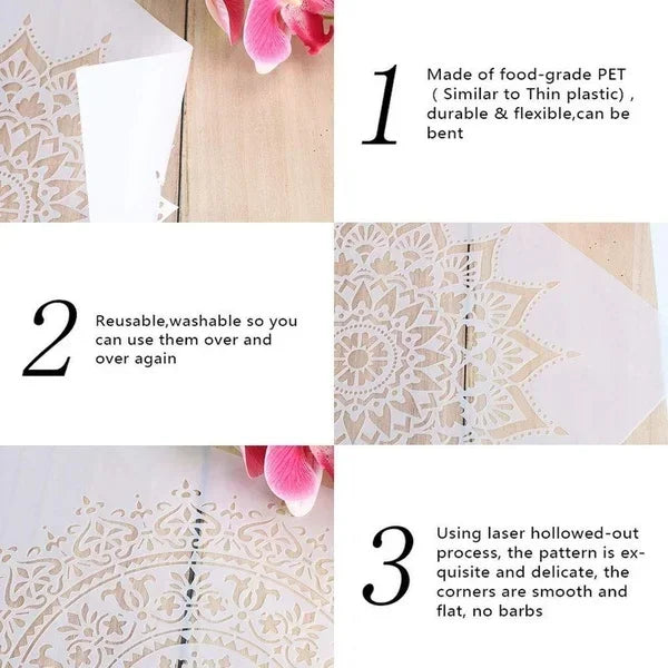 9pcs/set 15*15cm mold DIY stencils home decoration drawing template laser cutting wall template painting tiles cake stencils