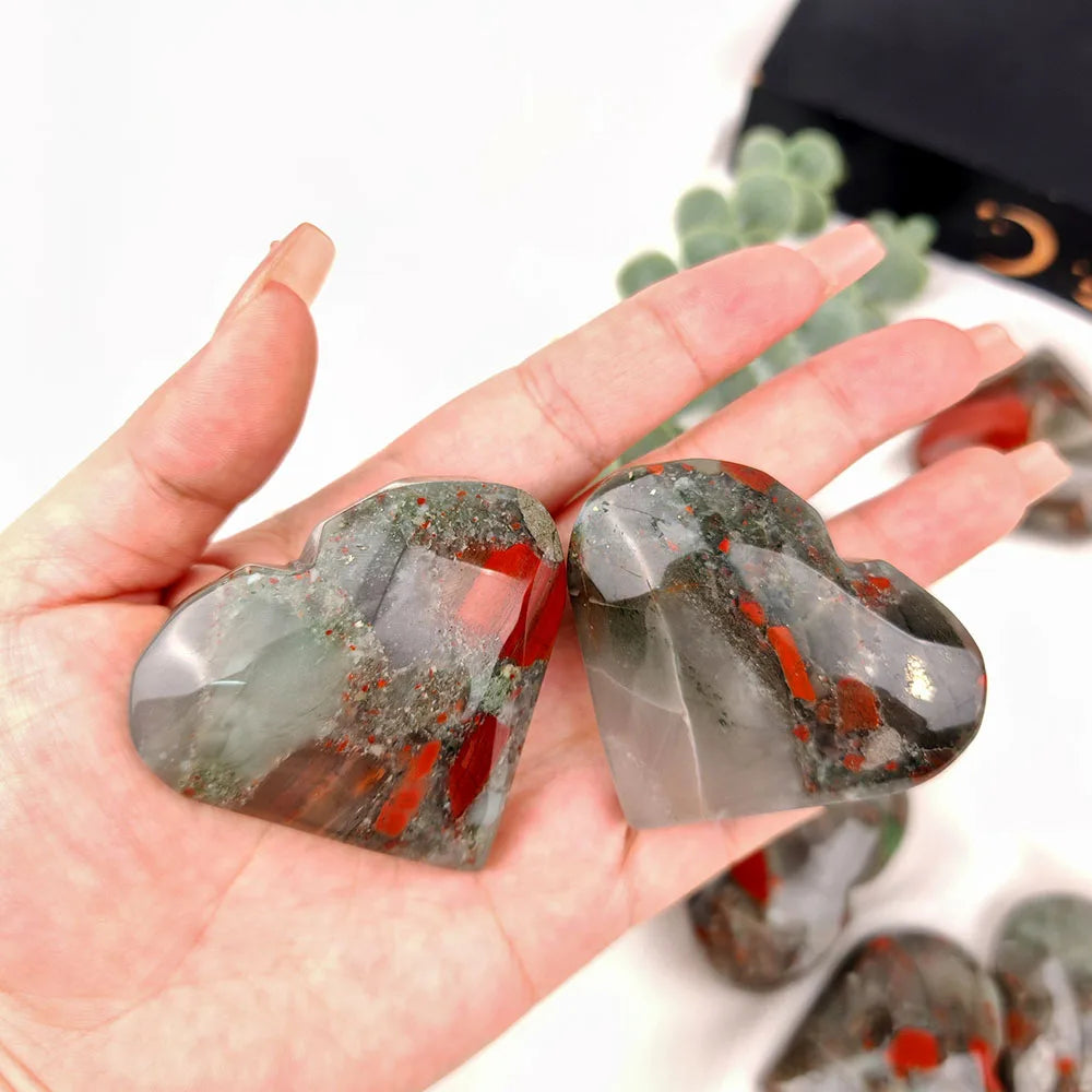 Bloodstone Heart - Healing Stone for Home Decoration