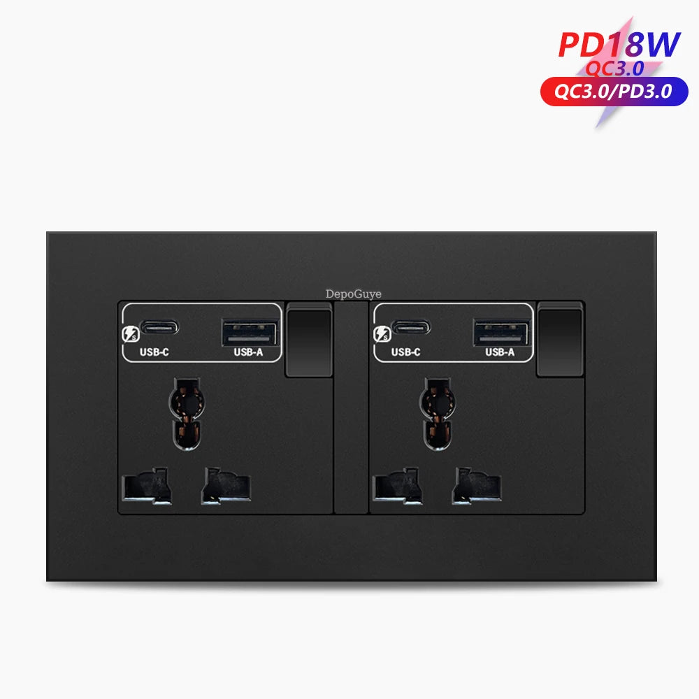 Ổ Cắm Tường Đa Năng 18W Sạc Nhanh Type-C & USB - Daisan Mart