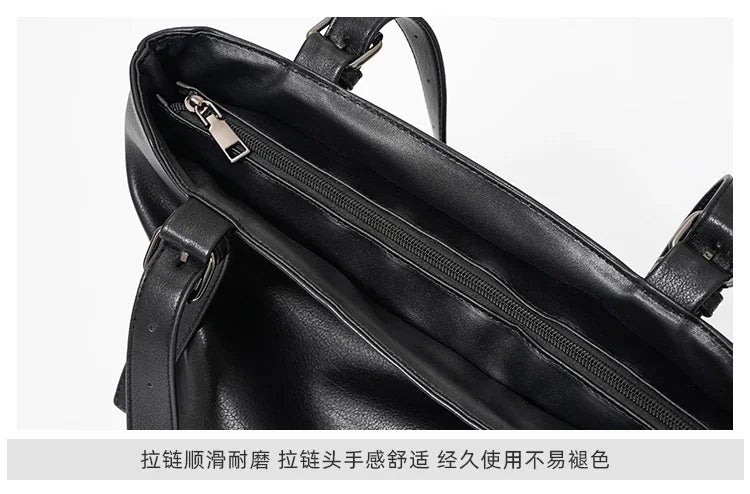 Korean Japanese Style Men's Leather Laptop Bag