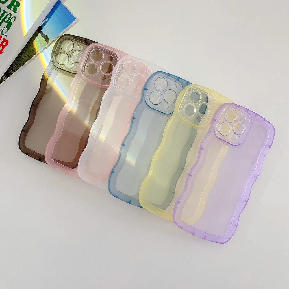 Cute Transparent Curly Case For iPhone 13-16