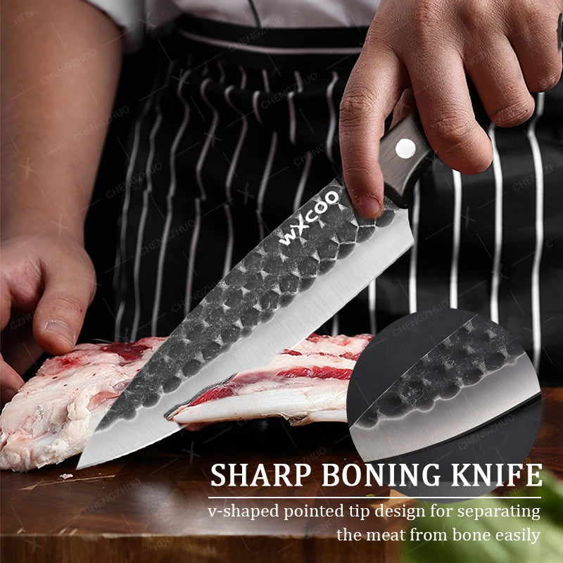 2-Sided Moisture-Proof Wooden Cutting Board + Stainless Steel Kitchen Knives and Cutlery
