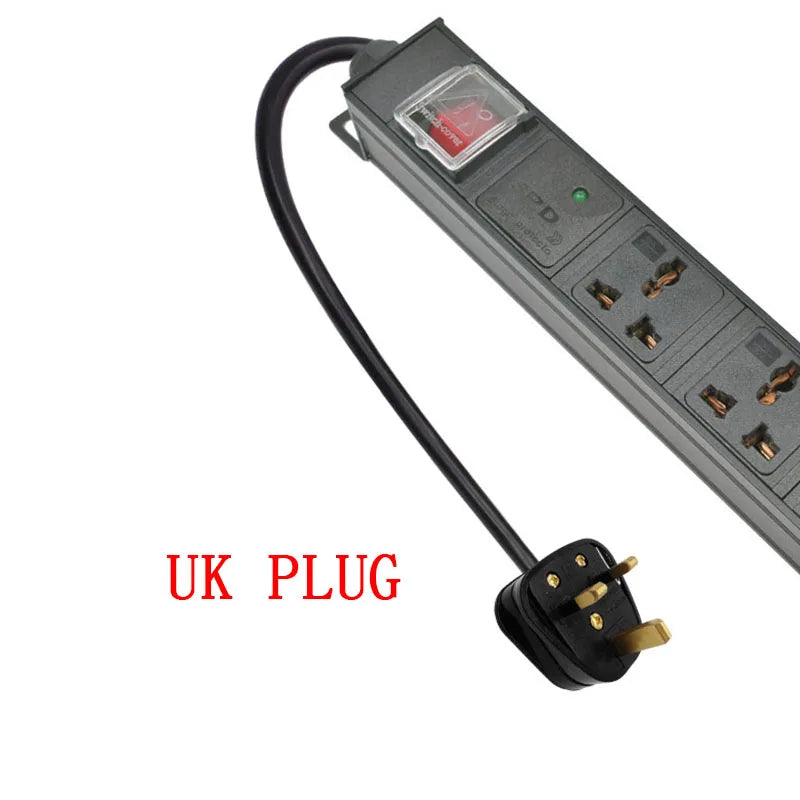 PDU Network Cabinet Rack Power Strip Distribution Outlet Units UK adaptation Universal Socket Compatible US AU Israel eu plug