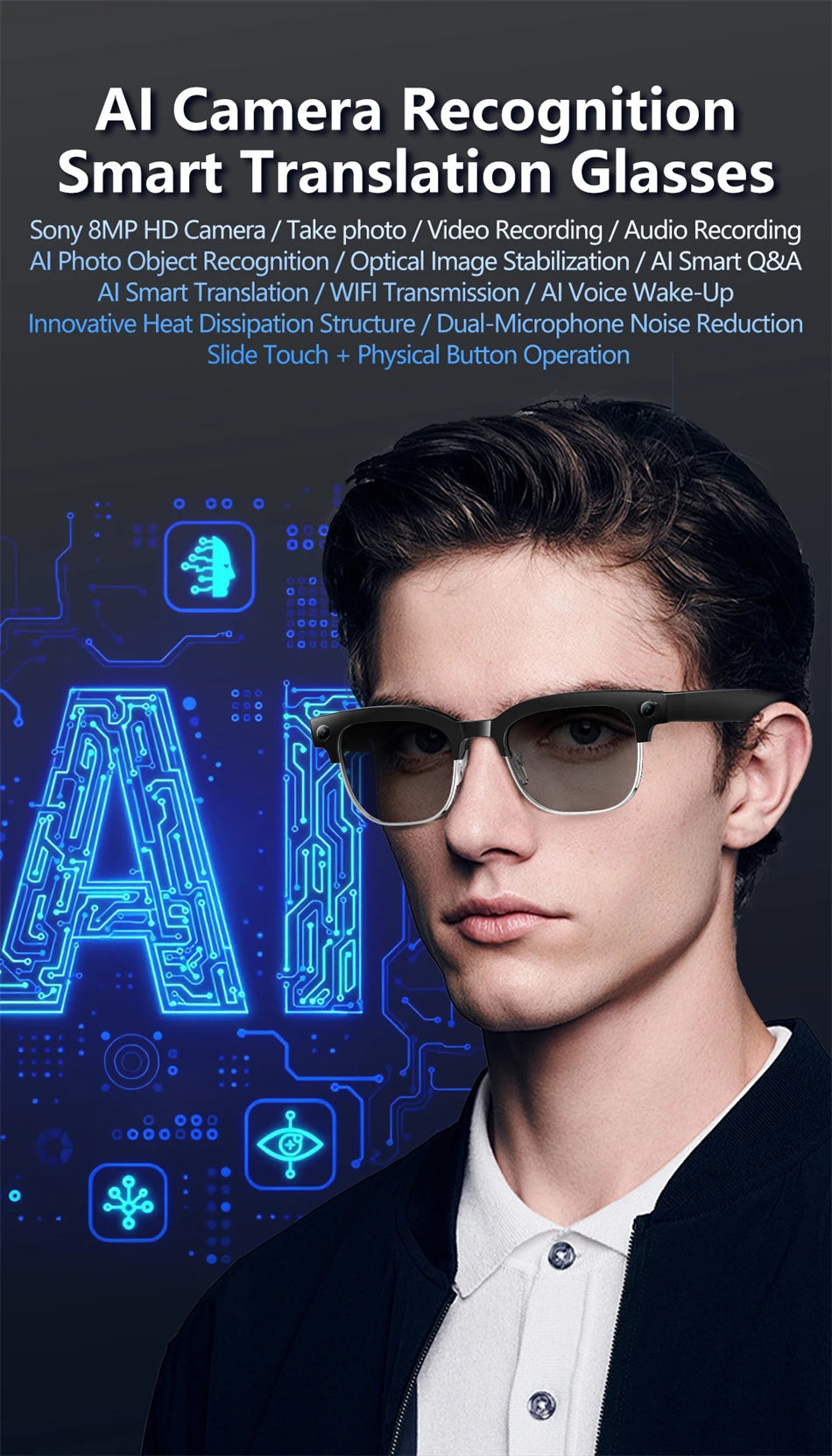 LIGE 4K AI Smart Glasses - Photography, Calling, Entertainment