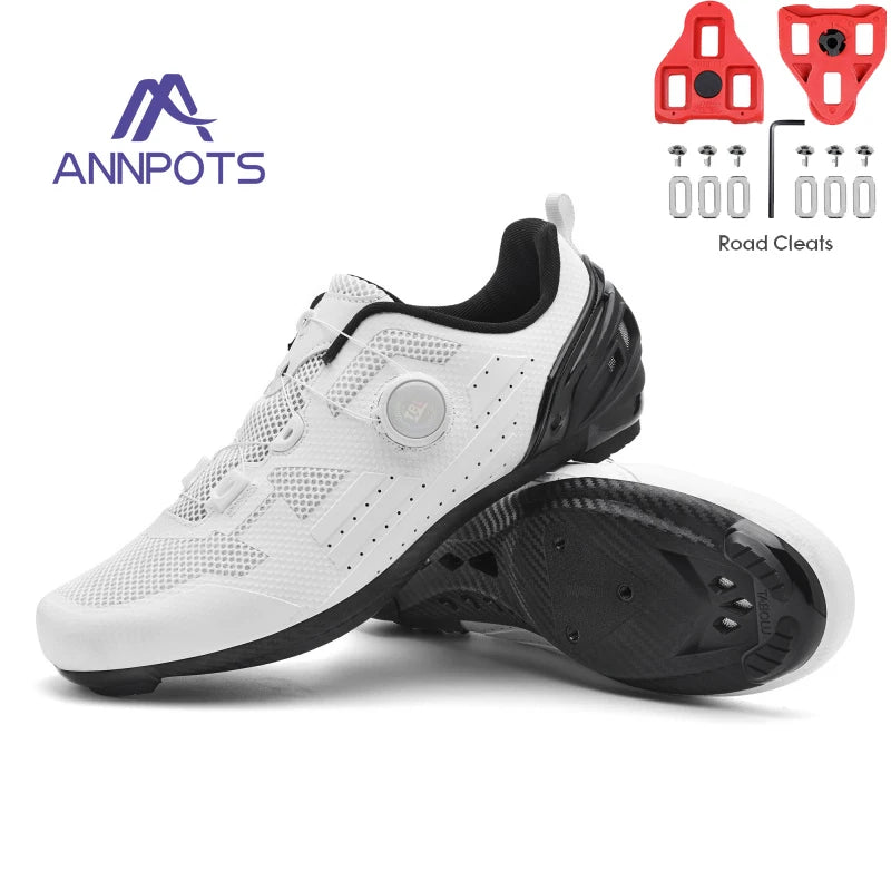 Men's and Women's MTB Racing Cycling Shoes Auto-Lock 2024 White