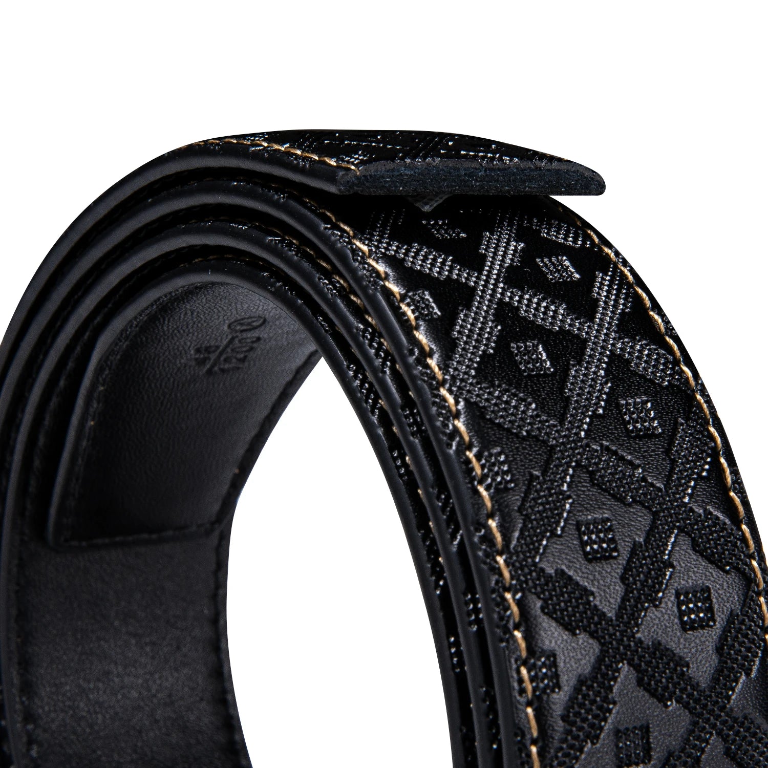 High quality black cowhide men's belt with automatic buckle 130cm