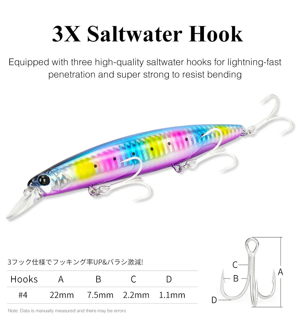 TSURINOYA 130S Sinking Minnow Fishing Lure SCOUT 130mm 24g Long Casting Seabass Flounder Artificial Large Sea Fishing Hard Baits