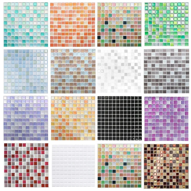 Crystal Mosaic Tile Wall Sticker 5/10PCS 3D Self Adhesive Waterproof DIY Backsplash Wallpaper Bathroom Kitchen Home Decoration