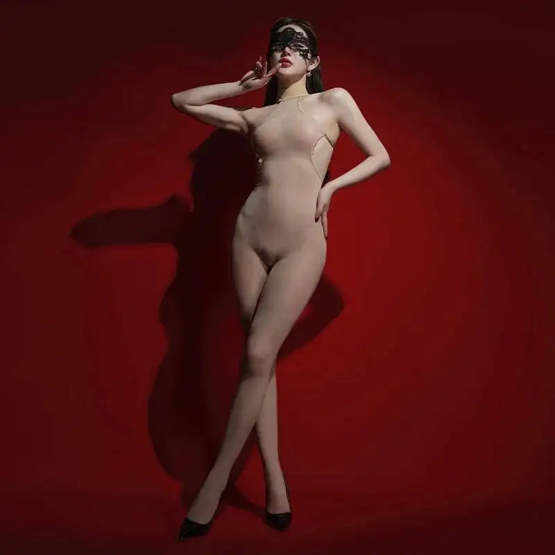 Sexy Backless Glossy Bodysuit 6D Horse Oil ZNZ1