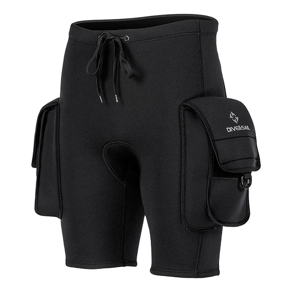 3mm Neoprene Wetsuit Tech Shorts Keep Warm Unisex Wetsuit Cargo Shorts D-Ring Buckle Leak Hole for Diving Equipment Accessories