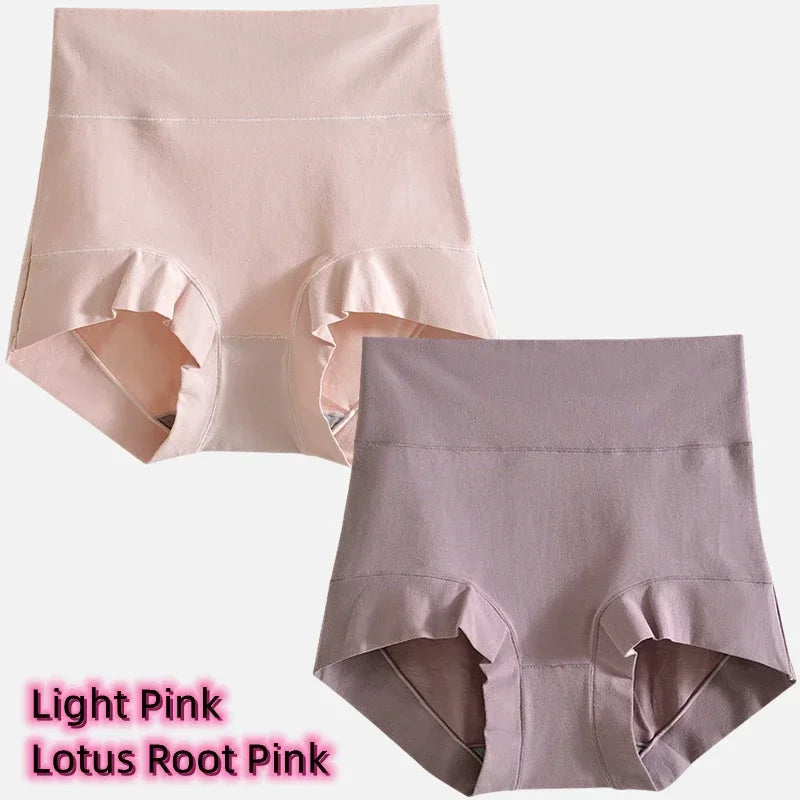 Women's cotton high-waisted, stretchy, belly-hugging panties, 2 pieces