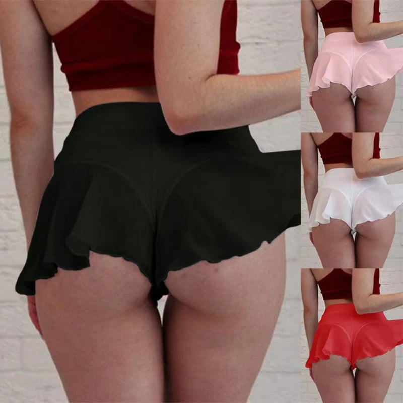 See Through Women Panties Sport Dress Ruffles Dancewear Sexy Tennis Skirt Lingerie Thongs Sexy Underwear Women Mini Dress