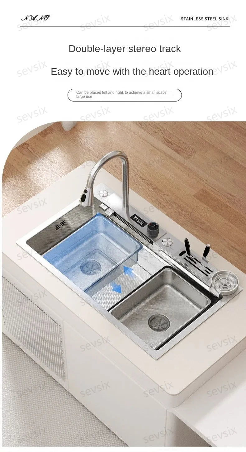 Chậu rửa bếp thông minh hiện đại chống xước bạc