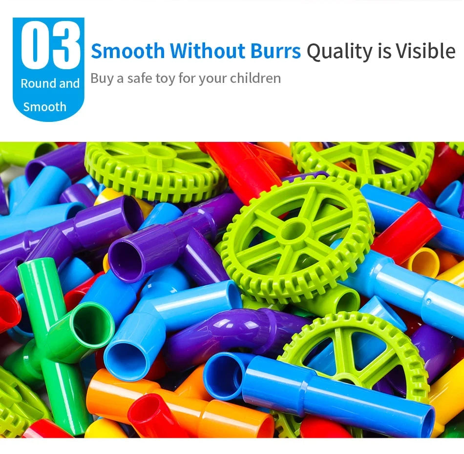 DIY Water Building Blocks Toy Educational Pipe Sensory STEM Kit Constructions Creativity Tube Blocks Pop Building Block Kids Toy