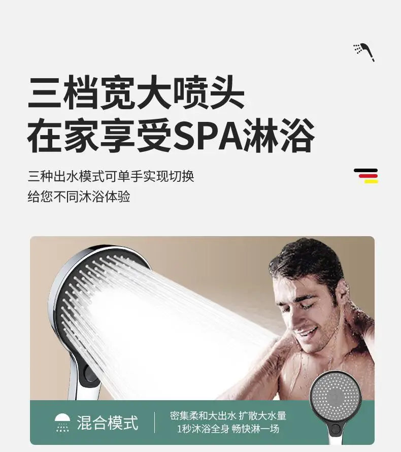 New Big 135mm High Pressure Shower Head Black 3 Modes Water Saving Spray Nozzle Massage Rainfall Shower Bathroom Accessories