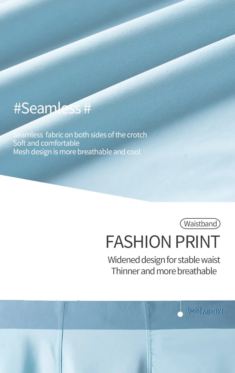 MiiOW Men's Underwear 3PCS Cold Silk Antibacterial L-5XL