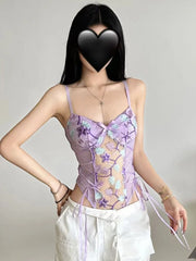 Sexy Butterfly Floral Bodysuit Embroidery See-through Mesh