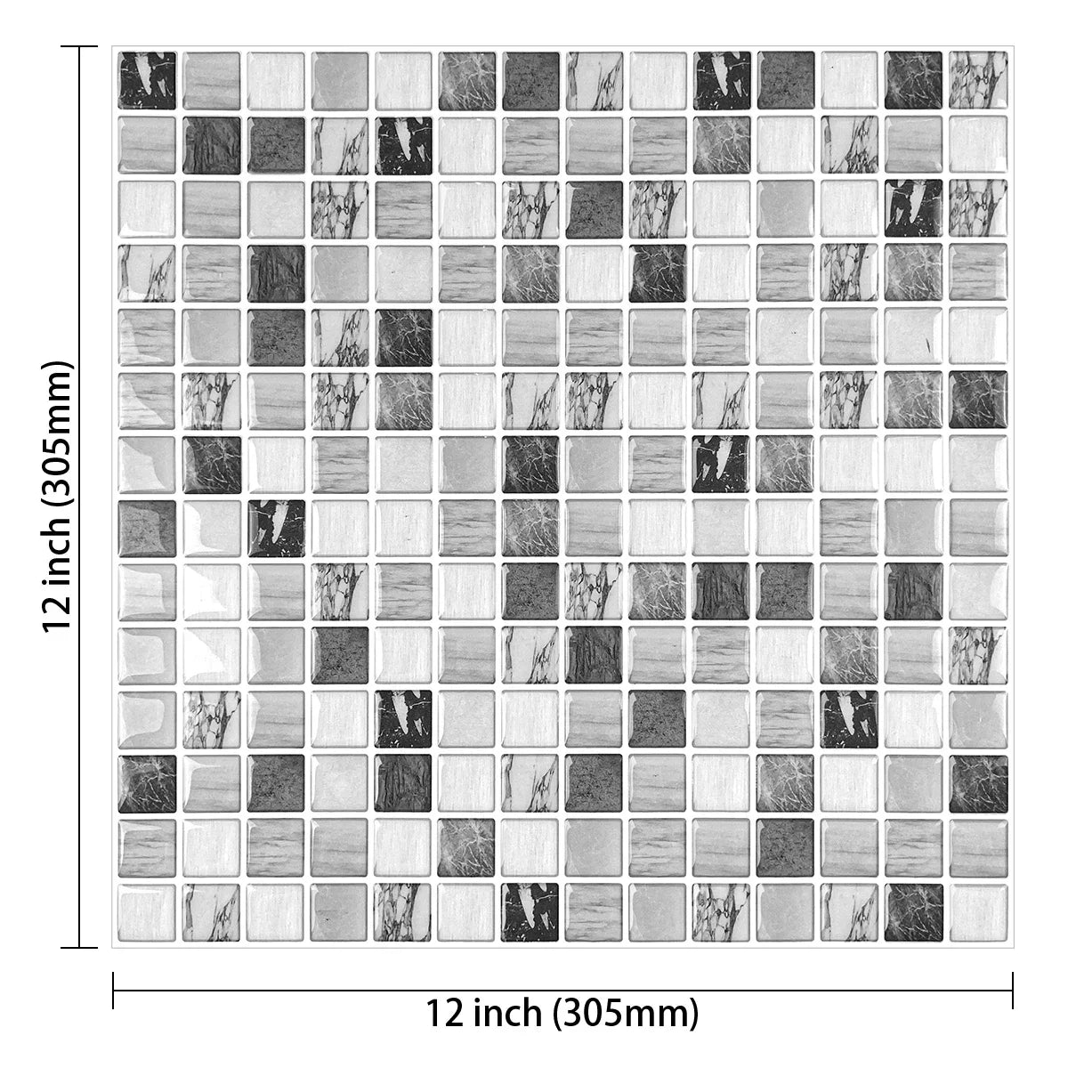 12"x12" Kitchen Backsplash Wall Tiles Peel and Stick Wall Stickers Wallpaper 3D Waterproof Self Adhesive Tile Mosaic Wallsticker