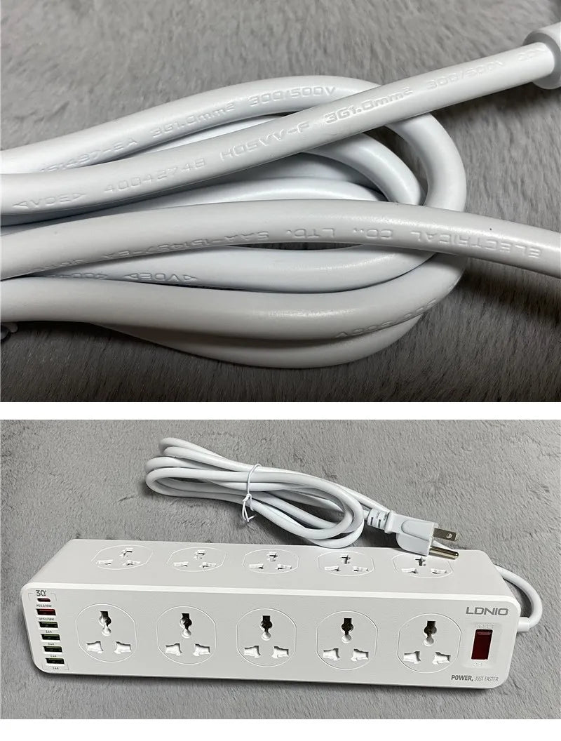 Ổ Cắm Đa Năng 10 Lỗ 4 USB 1 Cổng Sạc Nhanh Type C