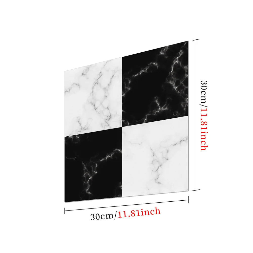 Black And White Mosaic Tiles Marble Texture Floor Sticker Kitchen Floor Renovation Decorative Stickers Self-adhesive Wallpaper
