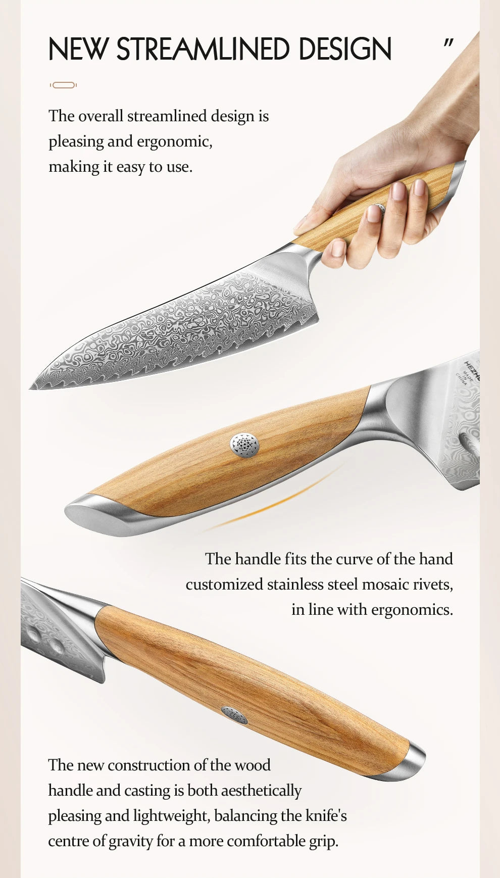 HEZHEN 1PC Or 2PC Knife Set 73 Layer Damascus Steel Powder Steel Core Sharp Kitchen Knives Olive Wood Handle Gift Box