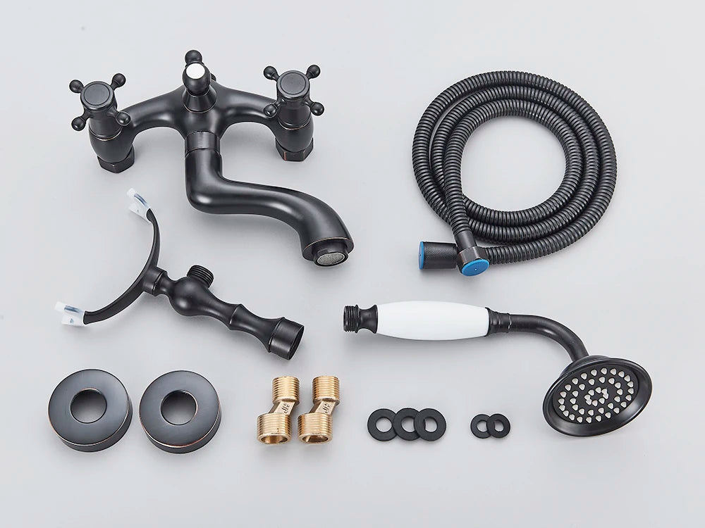 Telephone Style Golden Waterfall Bathtub Faucet Bathroom Brass Bath Faucets Waterfall Rotatb Spout Hot&amp;Cold water Shower tap set