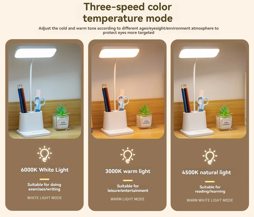 Đèn Bàn Học LED Đa Năng với Ngăn Đựng Bút