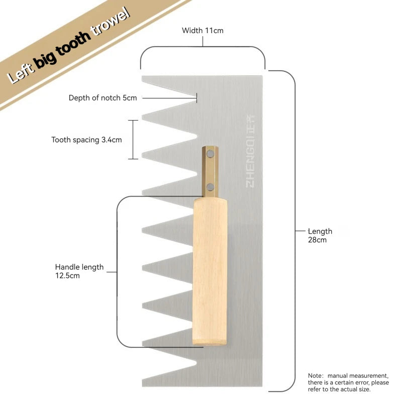 Serrated Trowel Tile Tiling Tool for Masons Workers Auxiliary Plastering Decoration Toothed Knife Ceramic Widened Large Boards