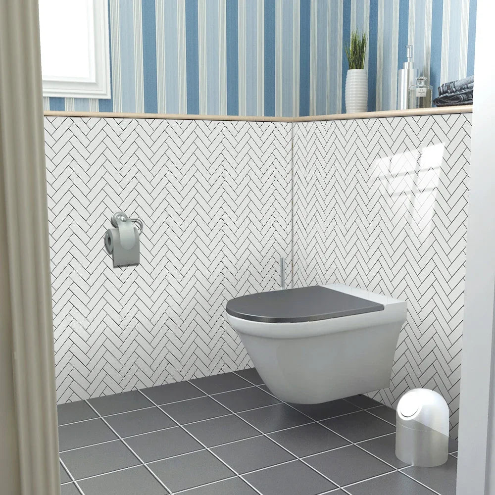10pcs/set White Gray Brick Tiles Sticker Kitchen Backsplash Oil-proof Cupboard Washbasin Peel &amp; Stick Waterproof Art Wallpaper