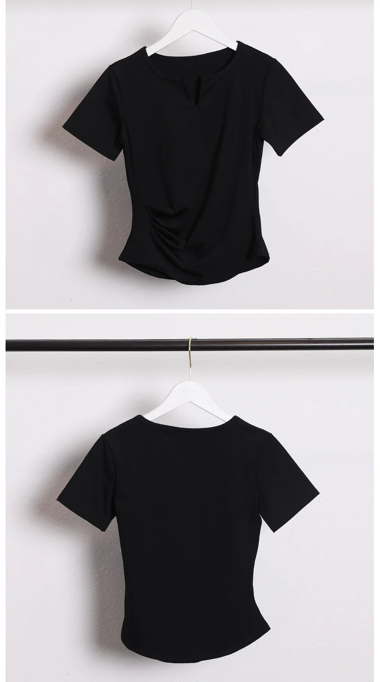 Sexy Fashion Women's Bodycon Gym Shirt with Chest Pad