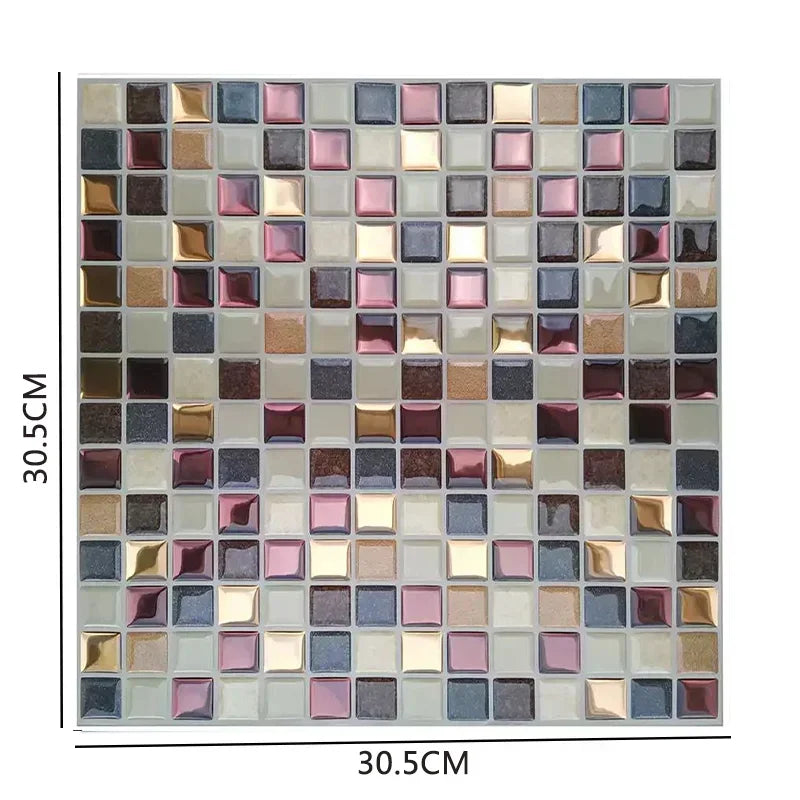 12"x12" Kitchen Backsplash Wall Tiles Peel and Stick Wall Stickers Wallpaper 3D Waterproof Self Adhesive Tile Mosaic Wallsticker