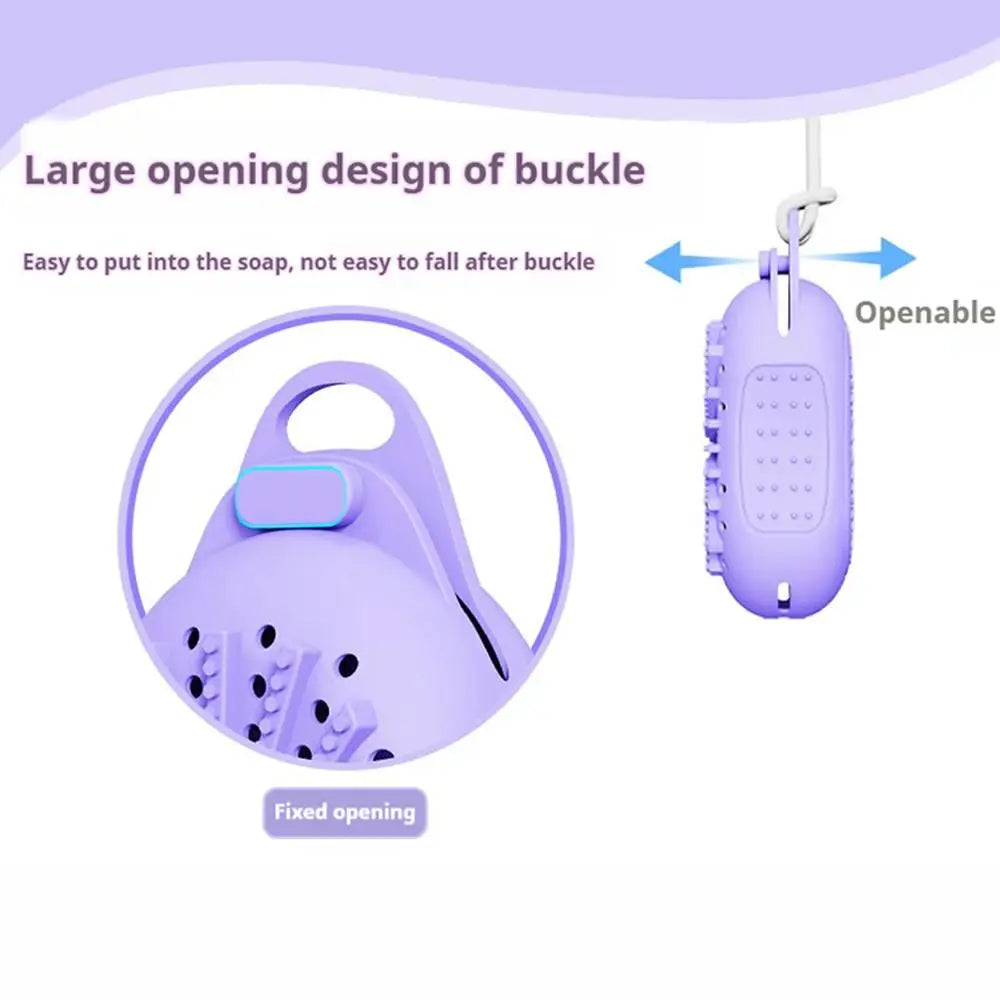 Dual-Sided Silicone Bar Soap Scrubber Exfoliating Soap Holder Pouch With Gentle Deep-Clean Quick-Dry Soap Saver For Shower