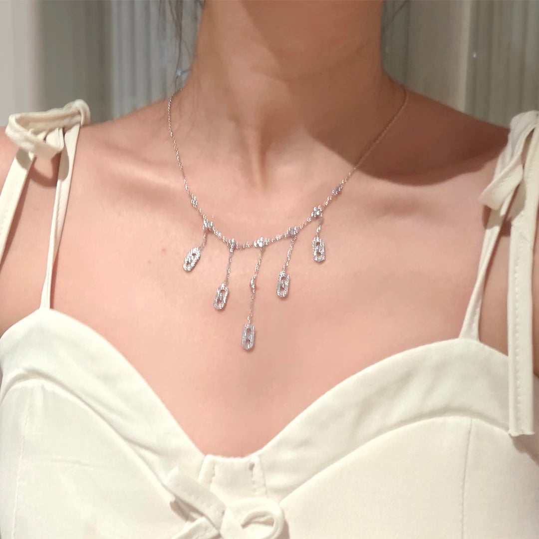 High-Quality 925 Silver Women's Necklace - Unique 5 Sides