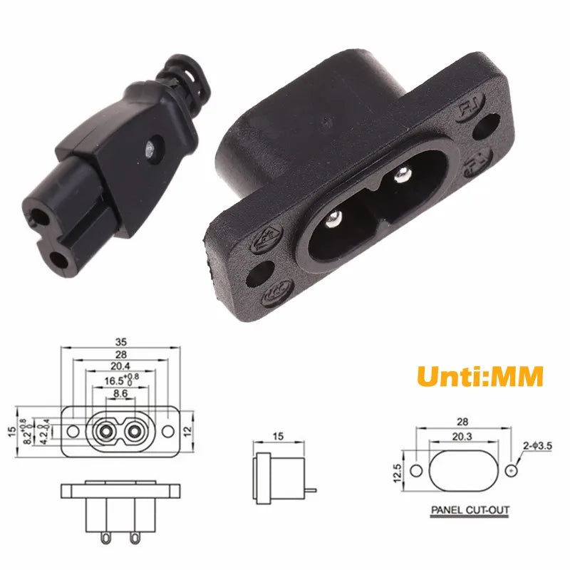 Ổ Cắm Điện C8 AC 2.5A 250V Hình Số 8 35x15mm - Daisan Mart