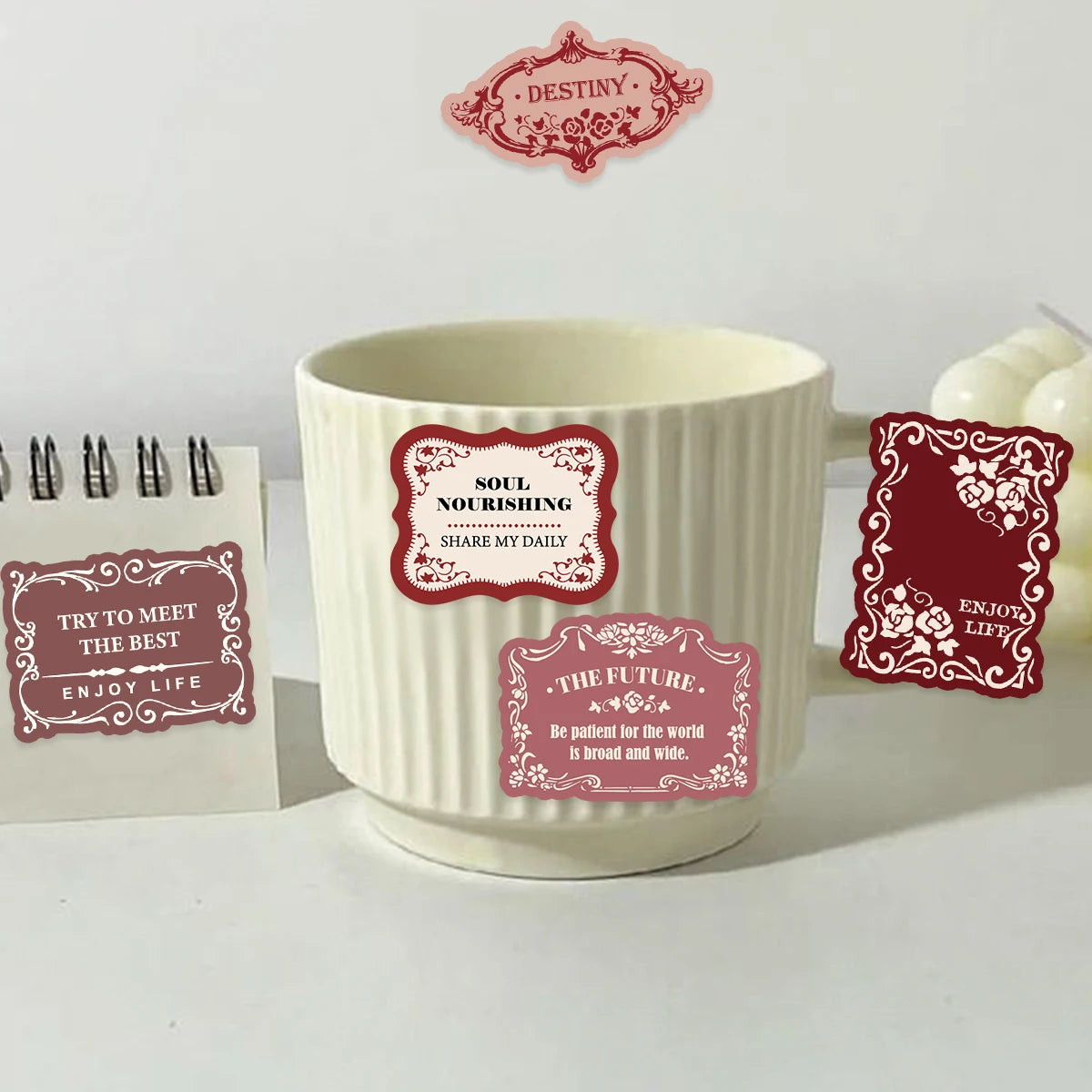 30pcs Rose Red English Label Pattern Stickers for Notebooks, Water Bottles, Suitcases and Mobile Phones, Party Stickers