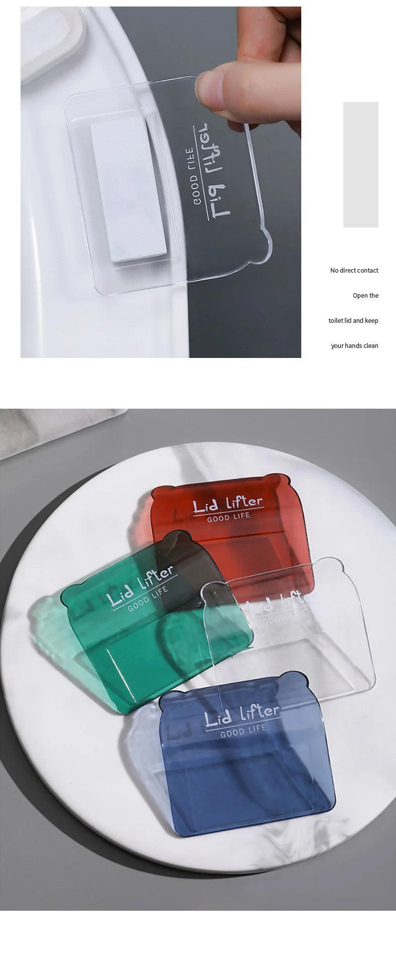 Adhesive Toilet Lid Device Portable Sanitary Closestool Toilet Seat Handle Flapper Holder Household DIY Bathroom Accessories